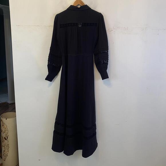 ME+EM black cheesecloth drawstring cotton maxi dress sz 4 - Picture 8 of 9